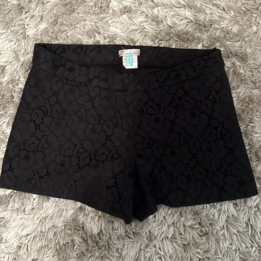 Black floral fancy shorts